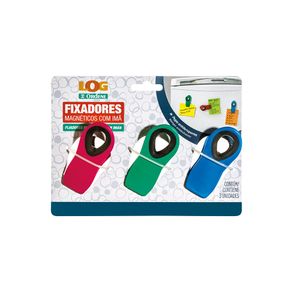 Kit-Fixador-Magnetico-Plastico-com-Ima-Azul-Vermelho-Verde-Log-Ordene-3-Pecas-embalagem