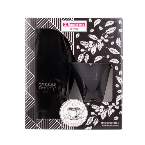 Kit-Bule-Termico-Plastico-Branco-1L-e-Suporte-para-Filtro-de-Cafe-103-Coffee-Lovers-Preto-Termic-Sanremo-embalagem Kit-Bule-Termico-Plastico-Branco-1L-e-Suporte-para-Filtro-de-Cafe-103-Coffee-Lovers-Preto-Termic-Sanremo-embalagem