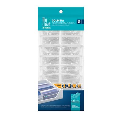 Organizador-de-Gavetas-Flexivel-Colmeia-Grande-para-10-Pecas-Transparente-My-Closet-Ordene-still