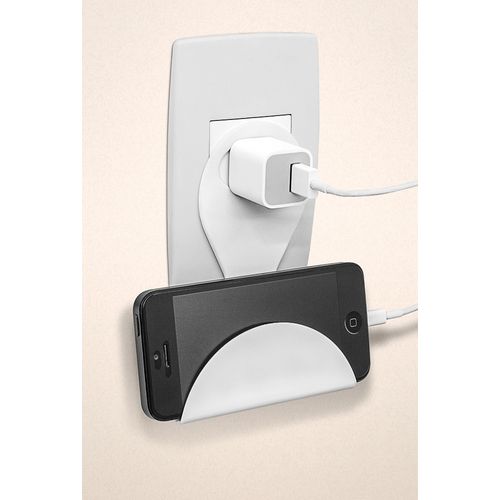 Suporte-de-Tomada-para-Celular-Plastico-Branco-Log-Ordene-Ambientada