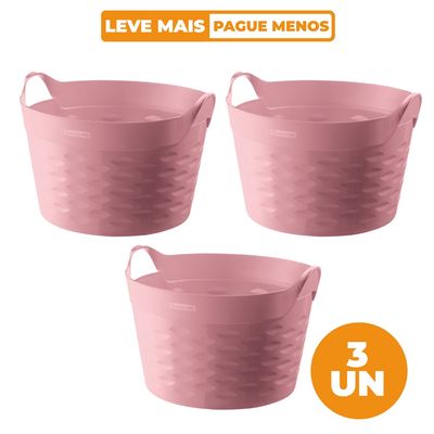 Kit-3-Cestos-Organizadores-Circular-Plastico-Rosa-30L-Sanremo-1